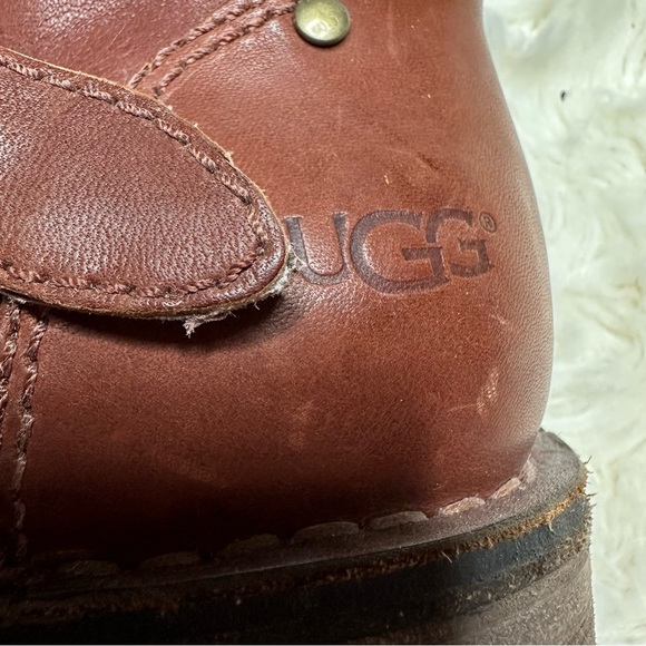 UGG Fabrizia Short Moto Boots Brown Size 5 - Picture 11 of 16